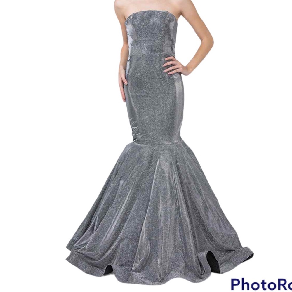 Barbie Long Mermaid Strapless Dark Gray Formal Prom Dress Size XL